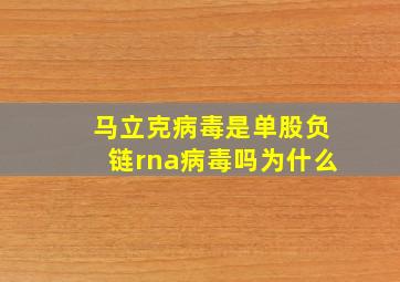 马立克病毒是单股负链rna病毒吗为什么