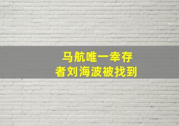 马航唯一幸存者刘海波被找到