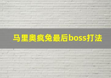 马里奥疯兔最后boss打法