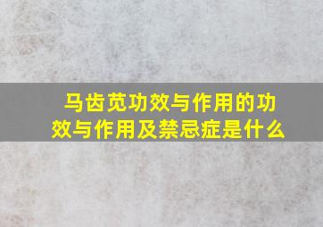 马齿苋功效与作用的功效与作用及禁忌症是什么