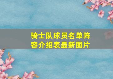 骑士队球员名单阵容介绍表最新图片