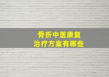 骨折中医康复治疗方案有哪些