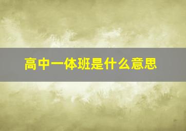 高中一体班是什么意思