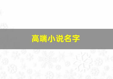 高端小说名字