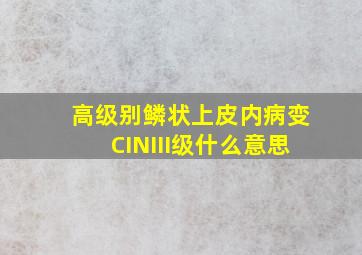 高级别鳞状上皮内病变CINIII级什么意思