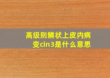 高级别鳞状上皮内病变cin3是什么意思