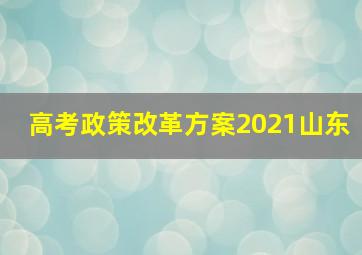 高考政策改革方案2021山东