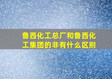 鲁西化工总厂和鲁西化工集团的非有什么区别