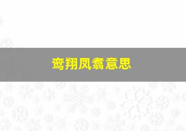 鸾翔凤翥意思