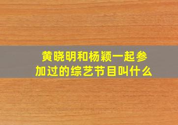 黄晓明和杨颖一起参加过的综艺节目叫什么