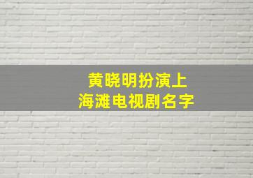 黄晓明扮演上海滩电视剧名字