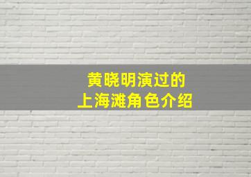 黄晓明演过的上海滩角色介绍