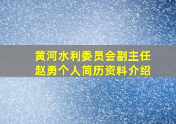 黄河水利委员会副主任赵勇个人简历资料介绍