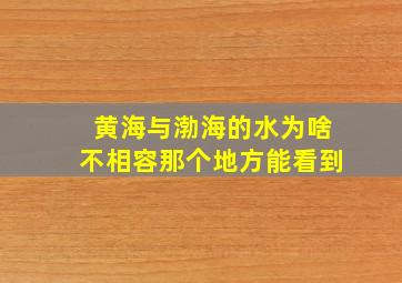 黄海与渤海的水为啥不相容那个地方能看到