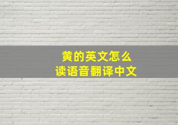 黄的英文怎么读语音翻译中文