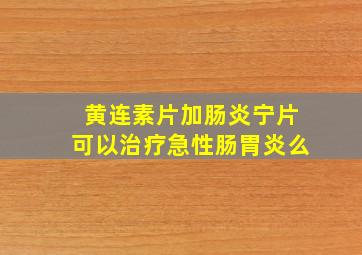 黄连素片加肠炎宁片可以治疗急性肠胃炎么