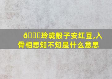 💗玲珑骰子安红豆,入骨相思知不知是什么意思